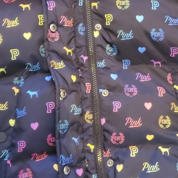 PINK VS Medium Rainbow Puffer Winter Coat - Picture 4 of 8